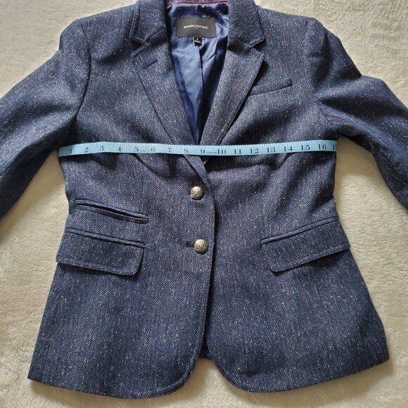 Banana Republic Blue Tweed Blazer Size 4 - Picture 7 of 13